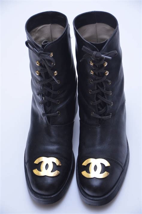 vintage chanel combat boots for sale|chanel shoe laces for boots.